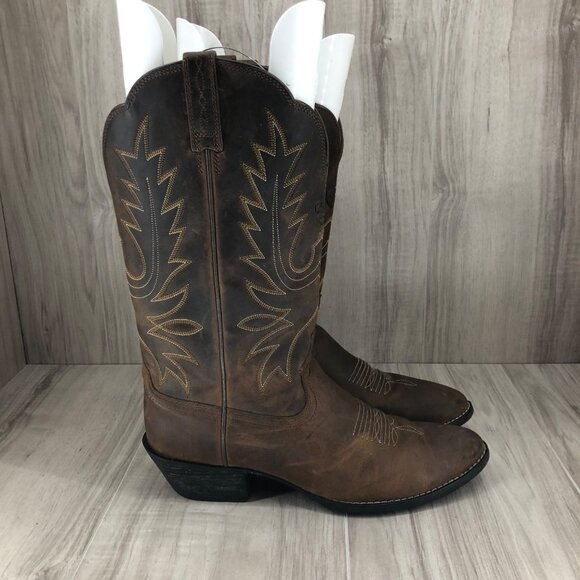 Ariat Boots Womens 9.5B Heritage Brown Leather Pull On Cowboy Western